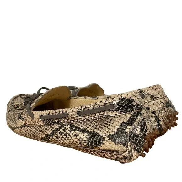 Cole Haan Garnet Leather Snakeskin Driving Mocs Loafers Flats Tassel Size 7.5 - Picture 2 of 15